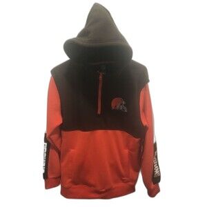 Cleveland Browns 1/4 Zip Hoodie Boys Youth Large 18/20 Brown Orange NFL NWT